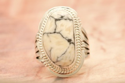 Genuine White Buffalo Turquoise Sterling Silver Ring